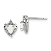 Sterling Silver Rhodium-plated Created Opal & Diam. Earrings